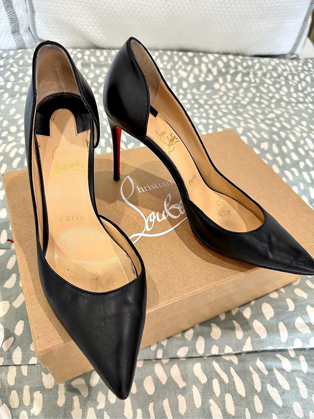 Christian Louboutin Black & Red Sole Heels EU 38